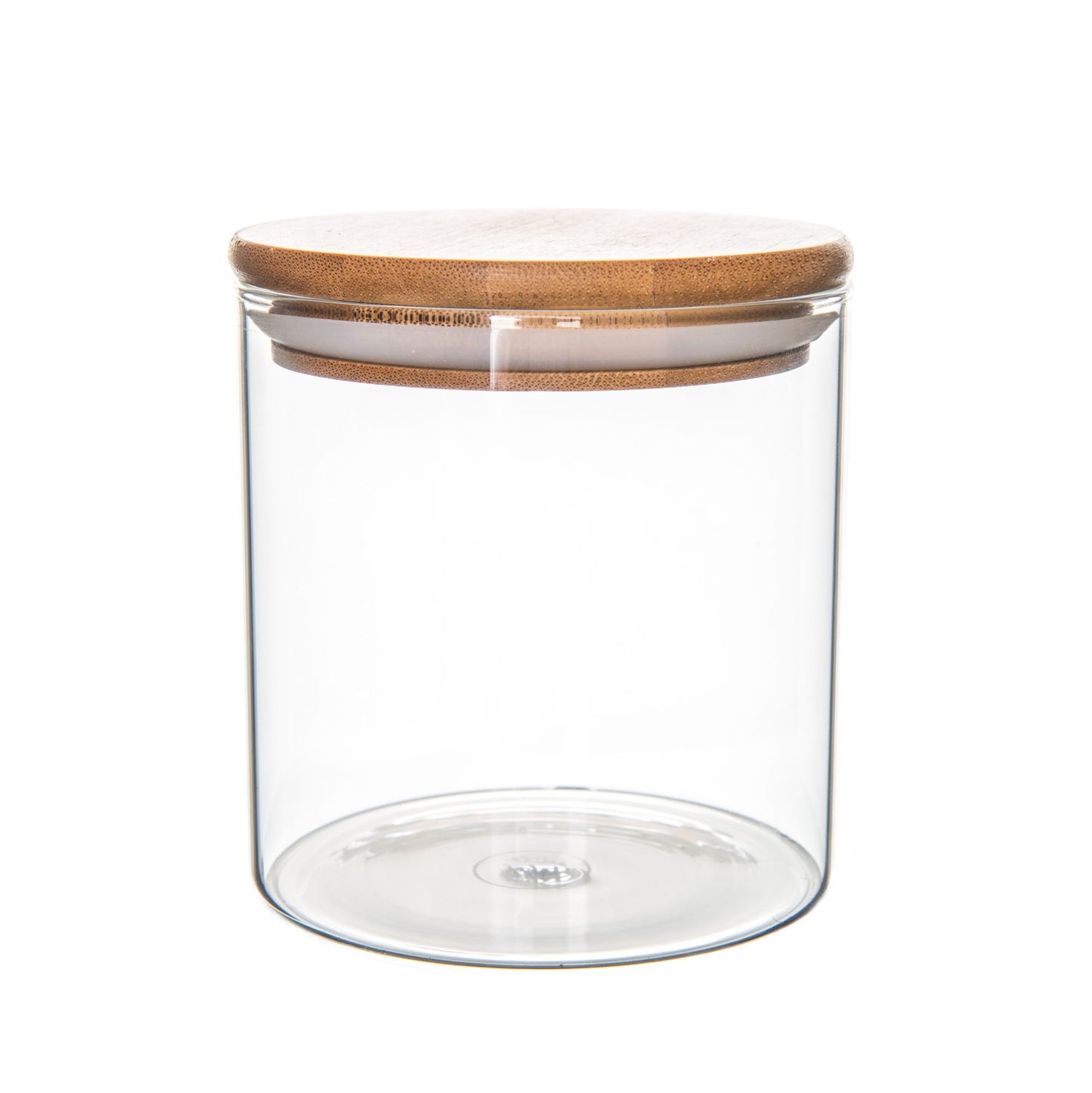 Bamboo Glass Round Storage Jar 1L