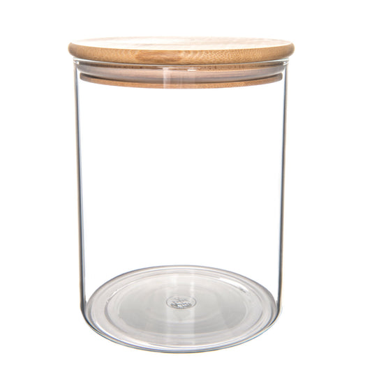 Bamboo Glass Round Storage Jar 2L