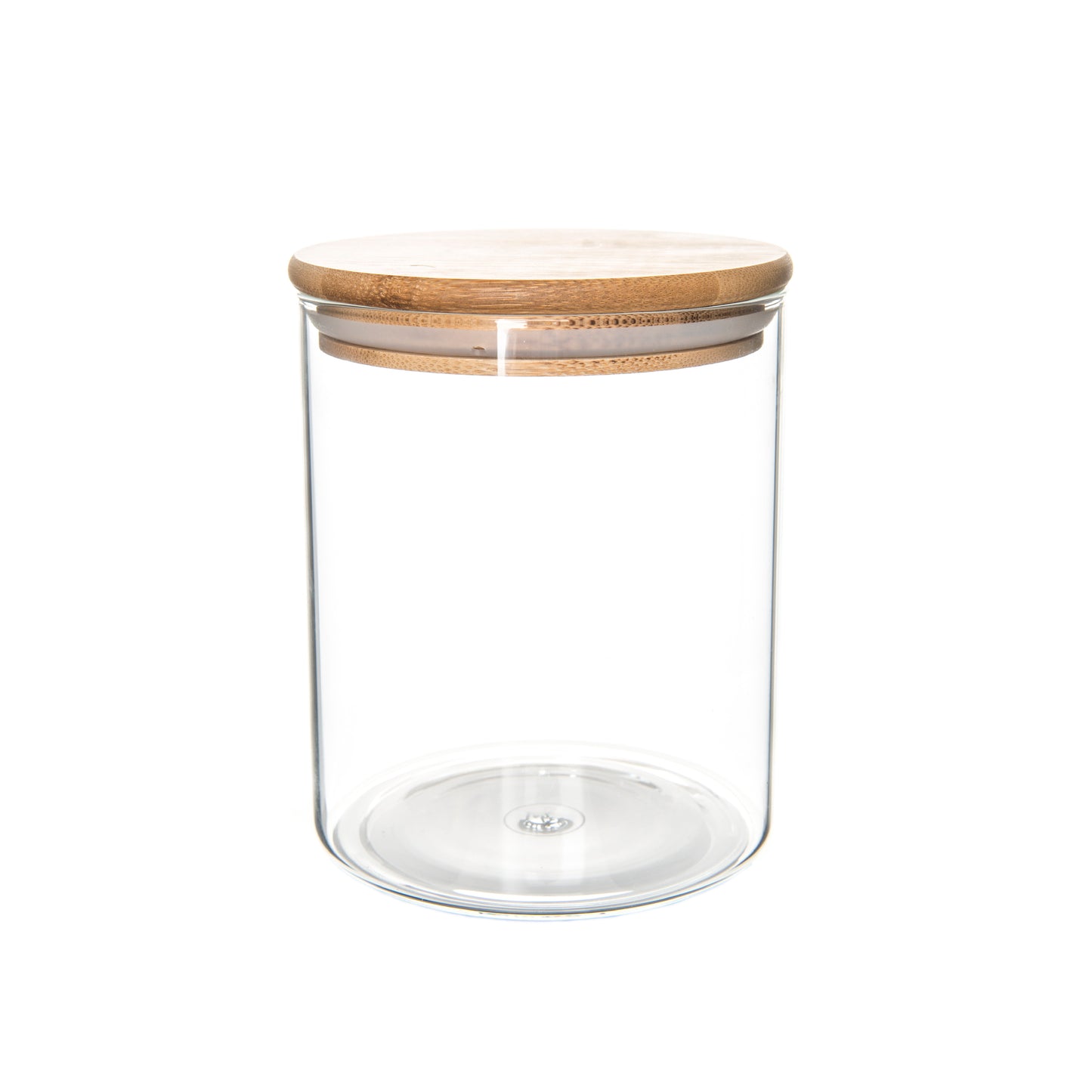 Bamboo Glass Round Storage Jar 500ml