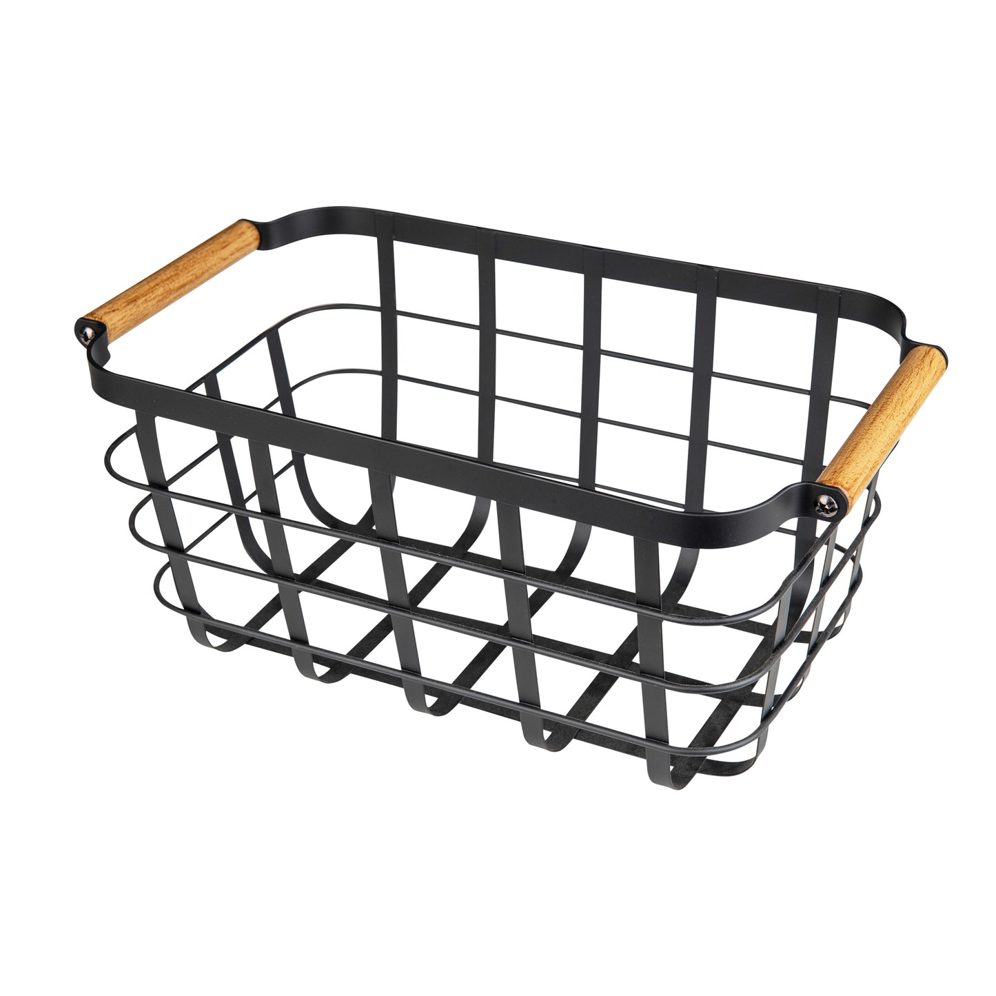 Storage Basket with Bamboo Handles - Black