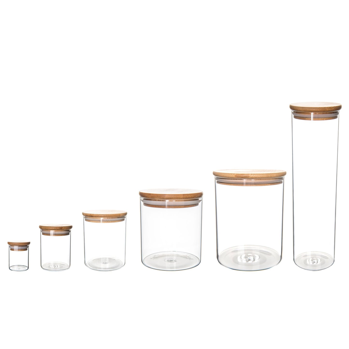 Tall Bamboo Glass Round Storage Jar