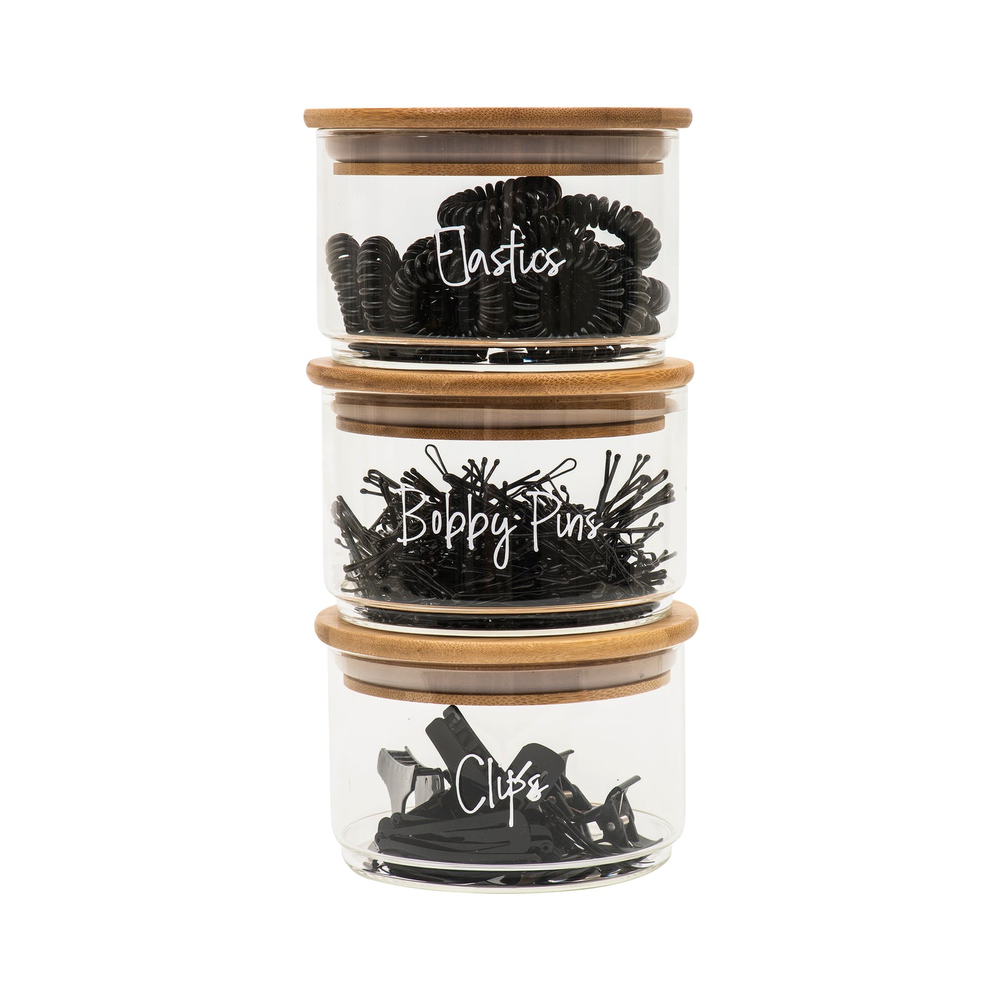 Small Round Stackable Glass Jars